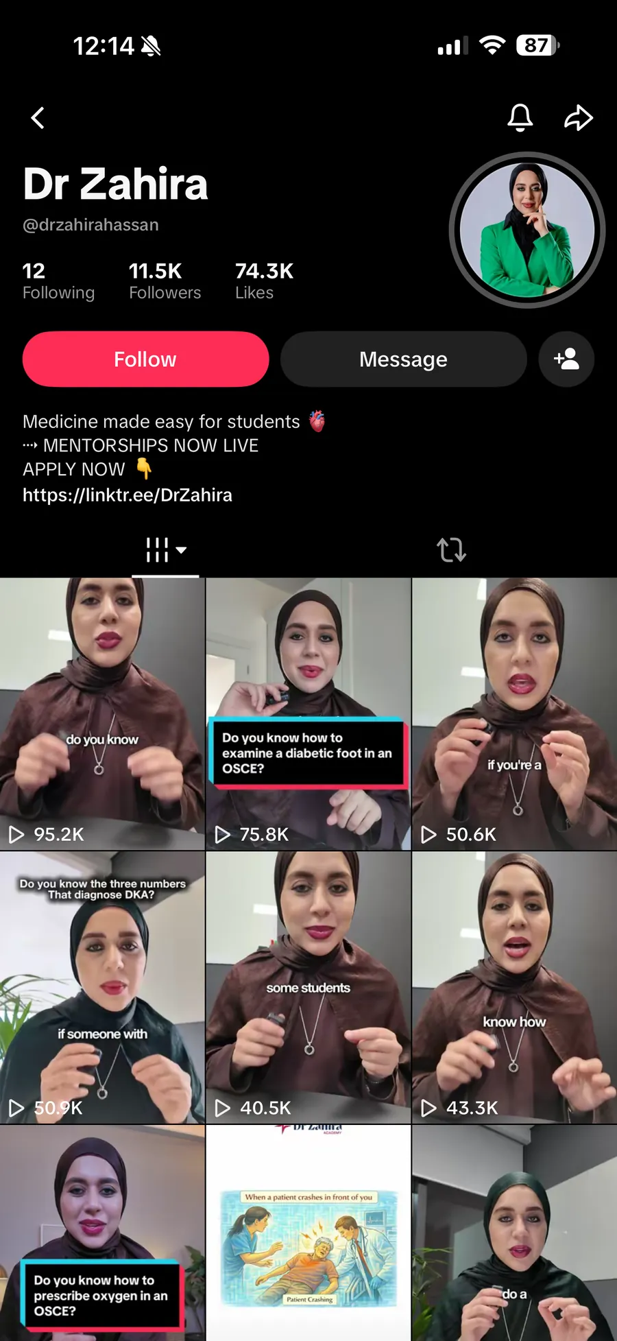 Dr Zahira TikTok profile